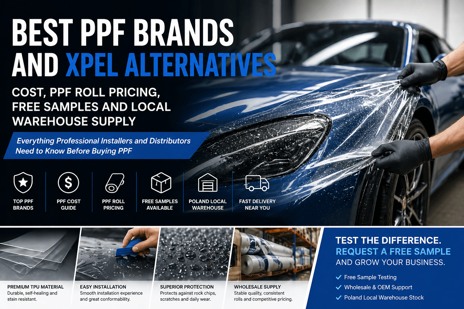 Best PPF Brands and XPEL Alternatives: Cost, PPF Roll Pricing, Free Samples and Local Warehouse Supply